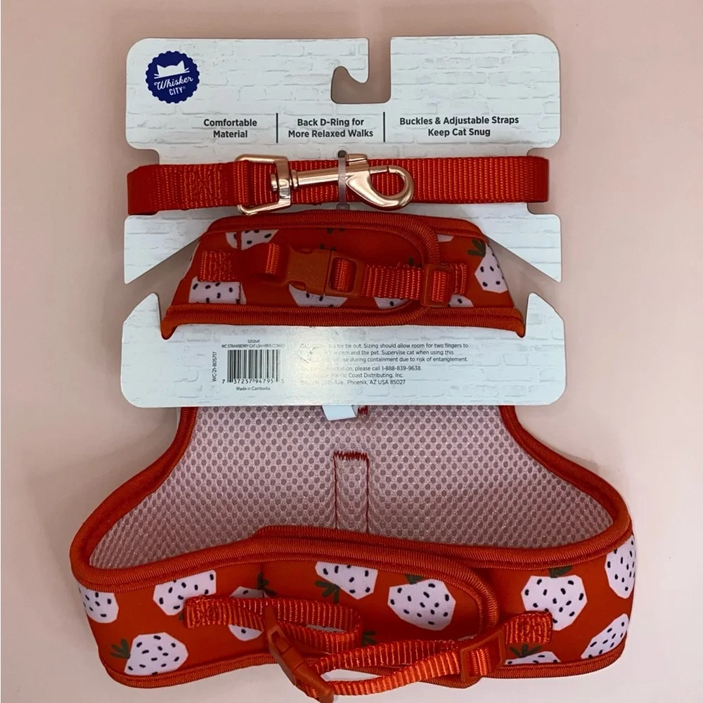 Strawberry Cat Vest Harness and Leash